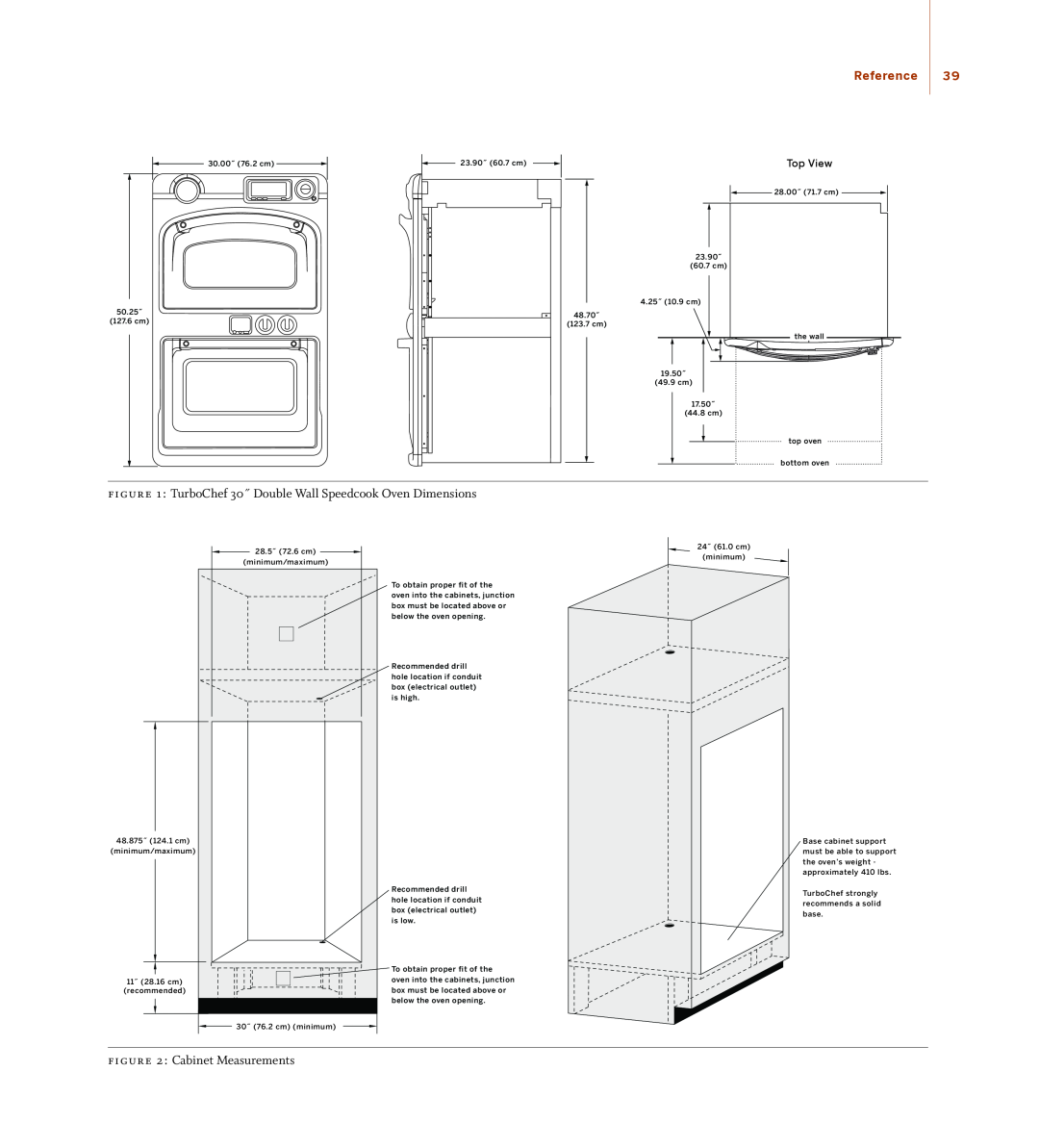 Turbo Chef Technologies TD030*240 TurboChef 30˝ Double Wall Speedcook Oven Dimensions, Cabinet Measurements, Reference 