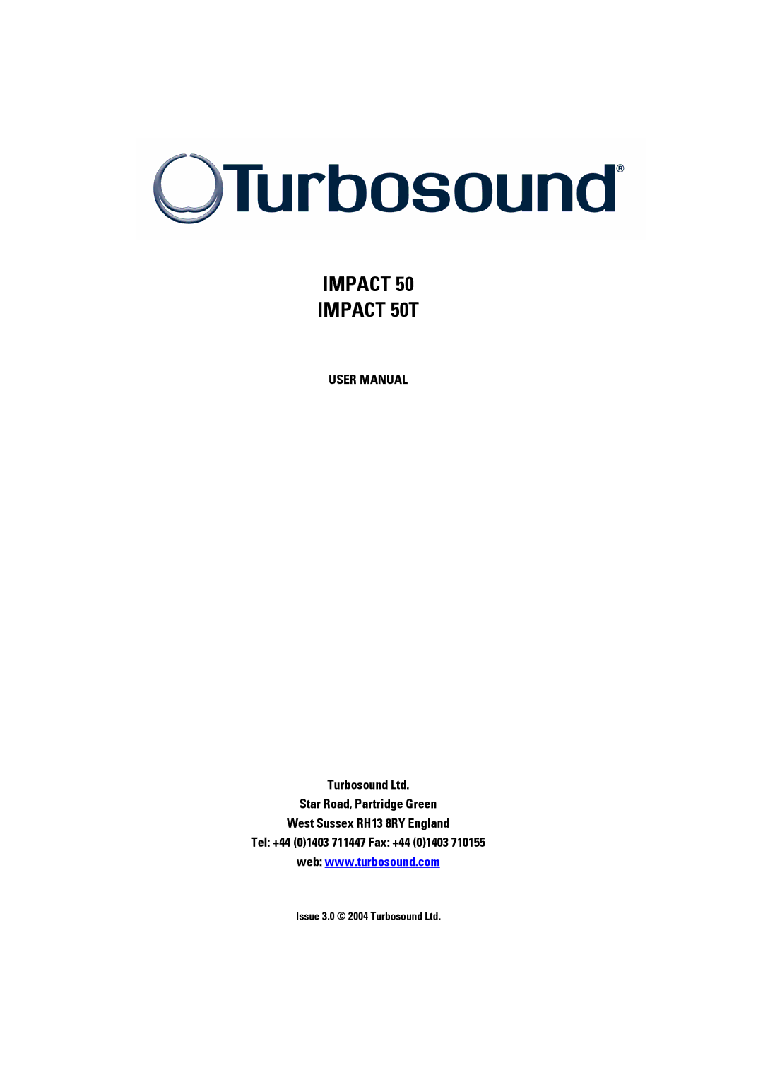 Turbosound user manual Impact Impact 50T 