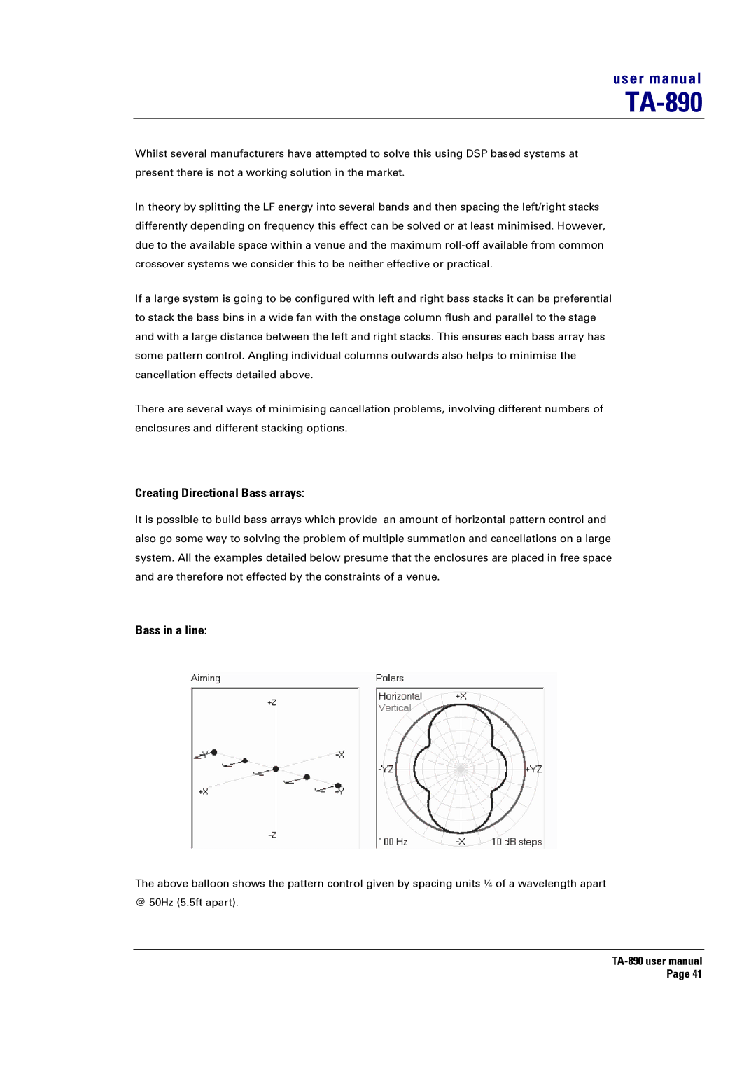 Turbosound LMS-D26, LMS-D6, LMS-D24 user manual Creating Directional Bass arrays, Bass in a line 