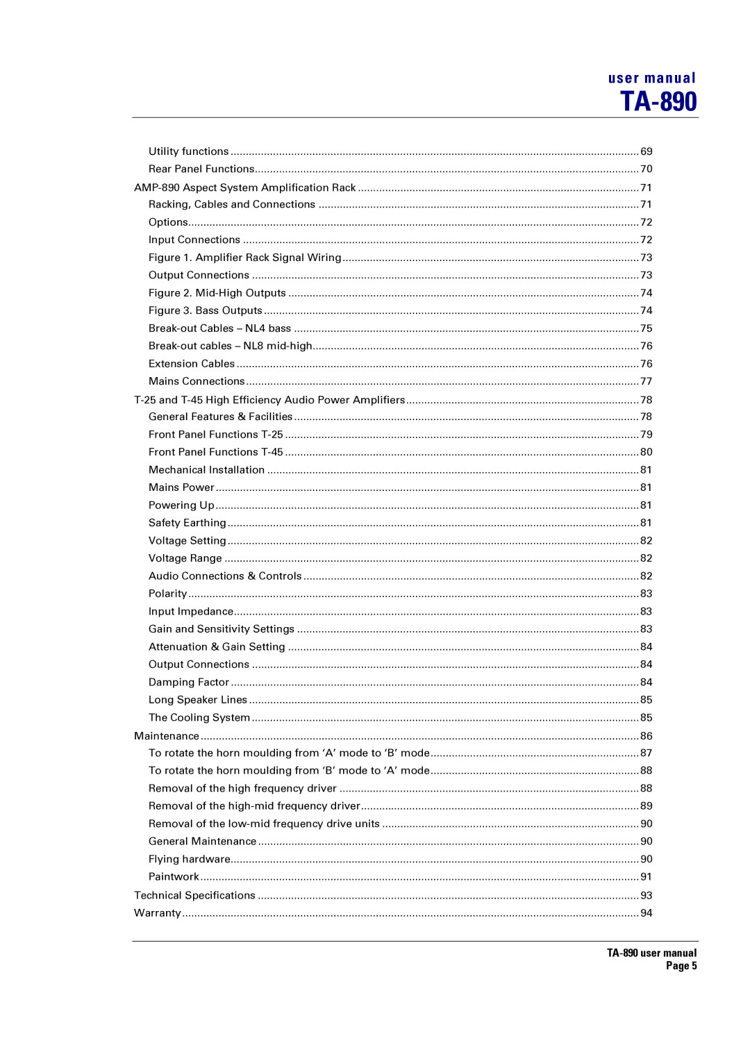 Turbosound LMS-D26, LMS-D6, LMS-D24 user manual Amplifier Rack Signal Wiring Output Connections 