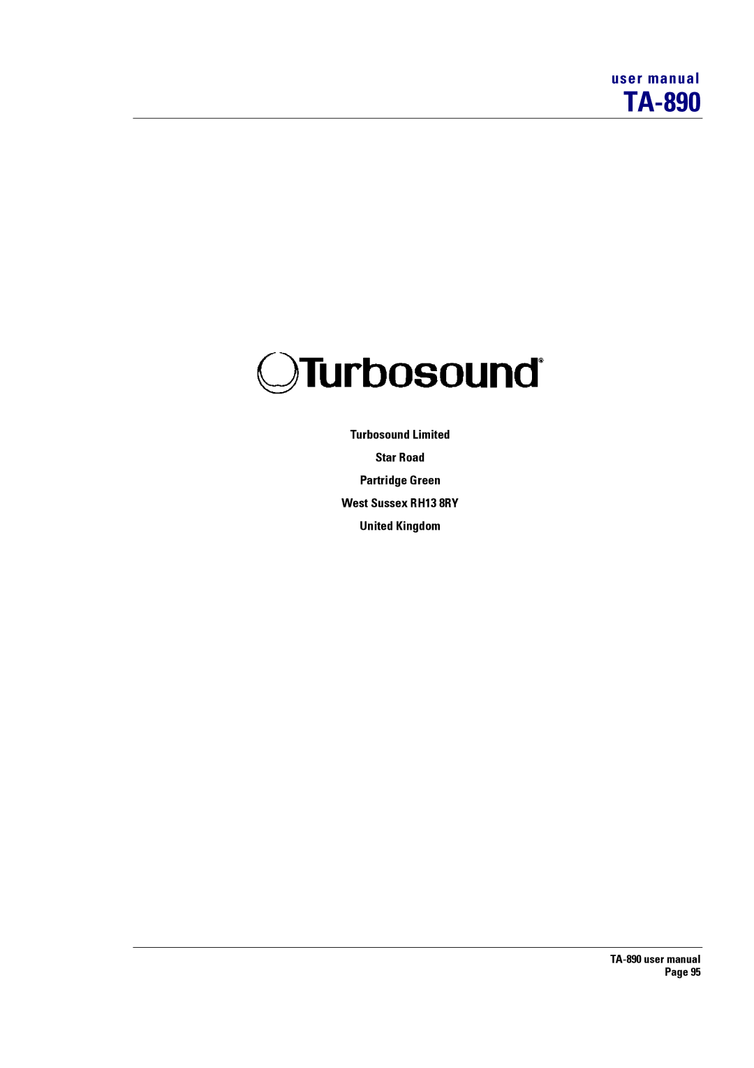 Turbosound LMS-D26, LMS-D6, LMS-D24 user manual TA-890 