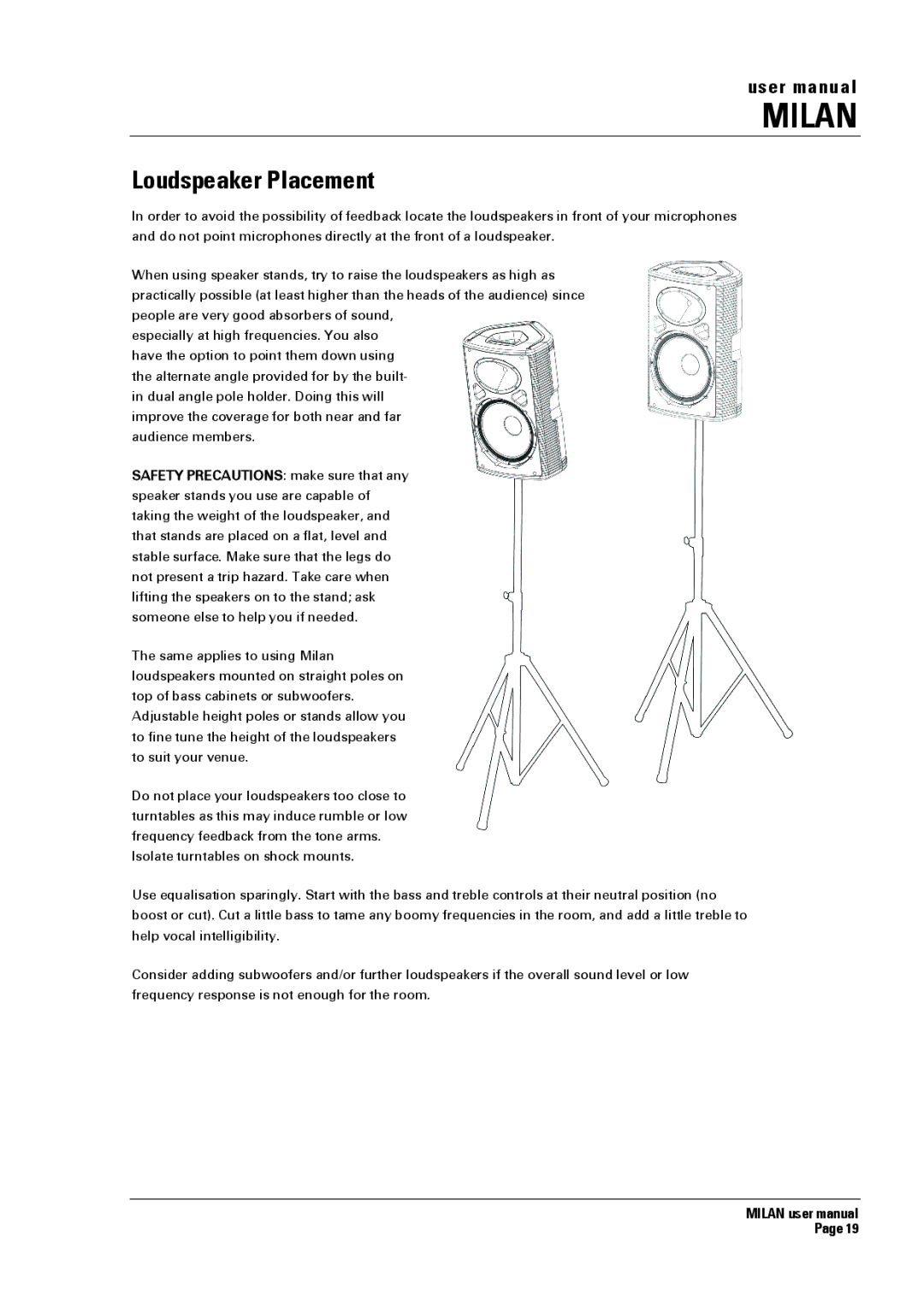 Turbosound MI5 manual Loudspeaker Placement 