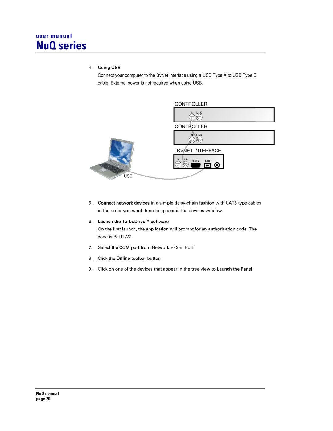 Turbosound NuQ SERIES user manual Bvnet Interface 