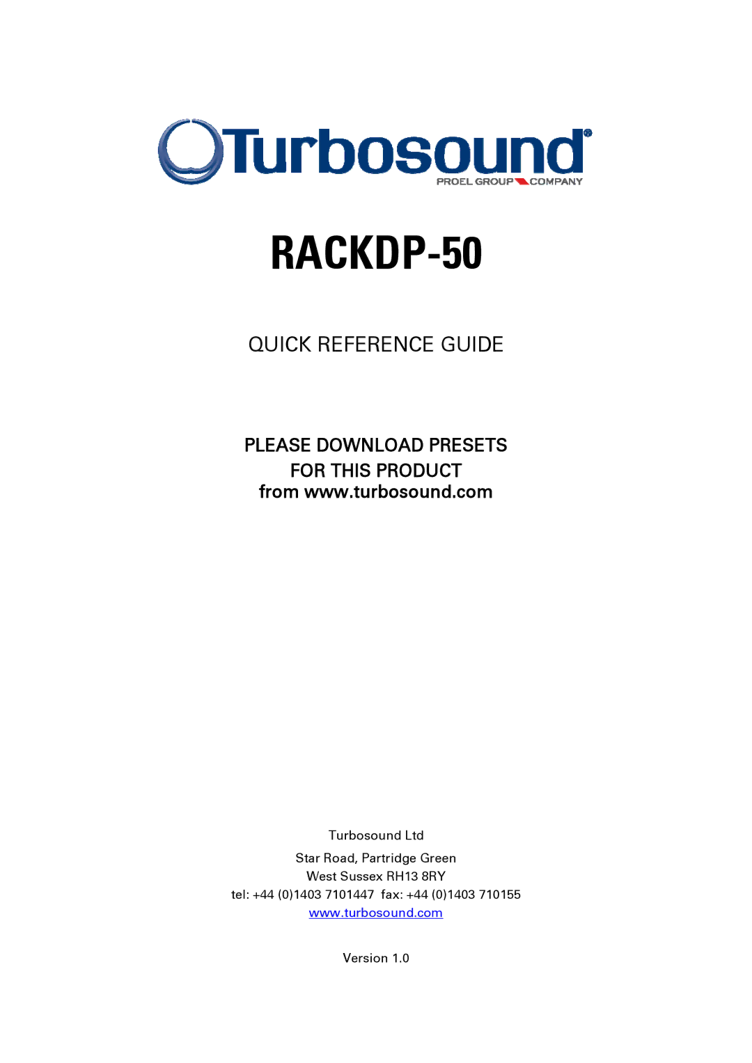 Turbosound RACKDP-50 manual 