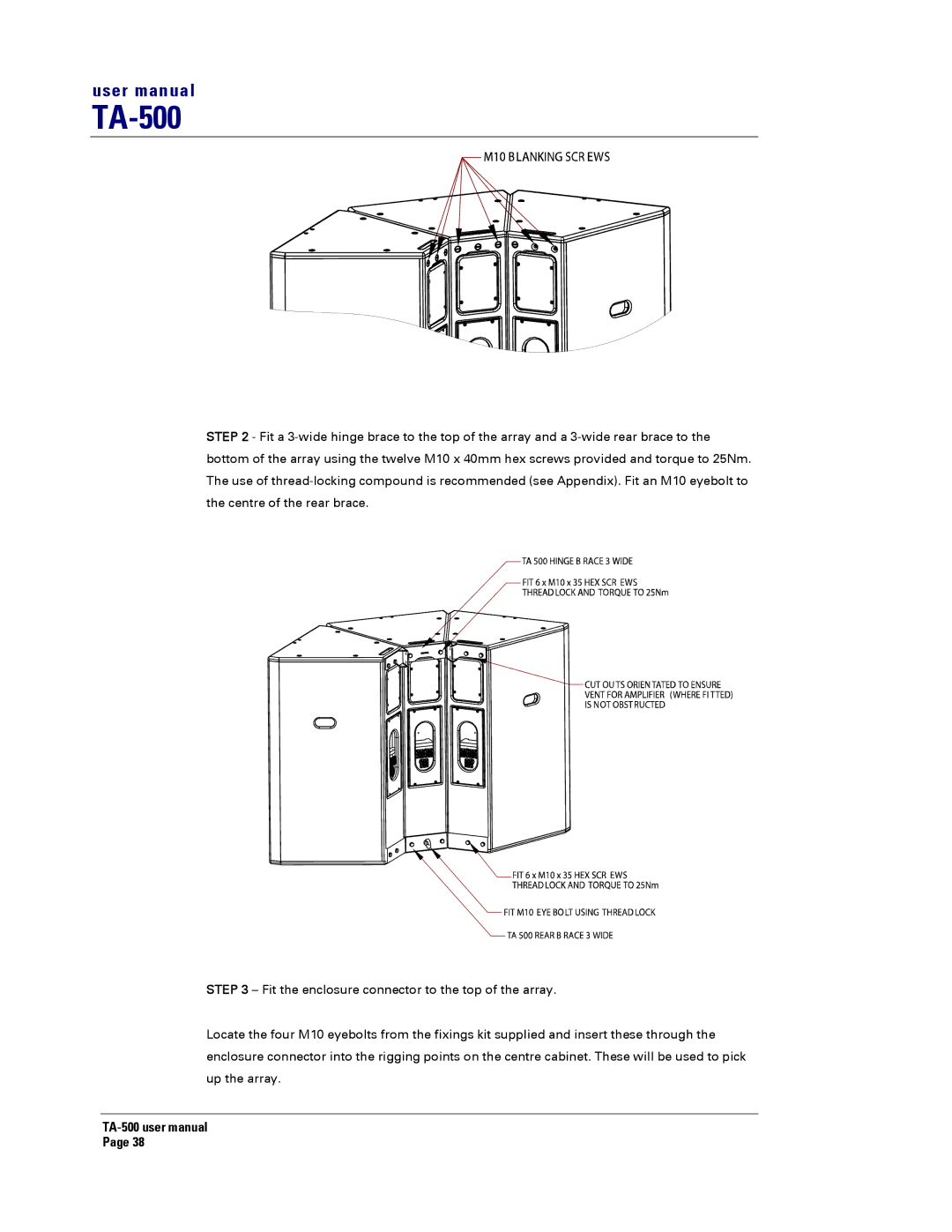 Turbosound TA-500TDP, TA-500HDP, TA-500DP, TA-500HM user manual 