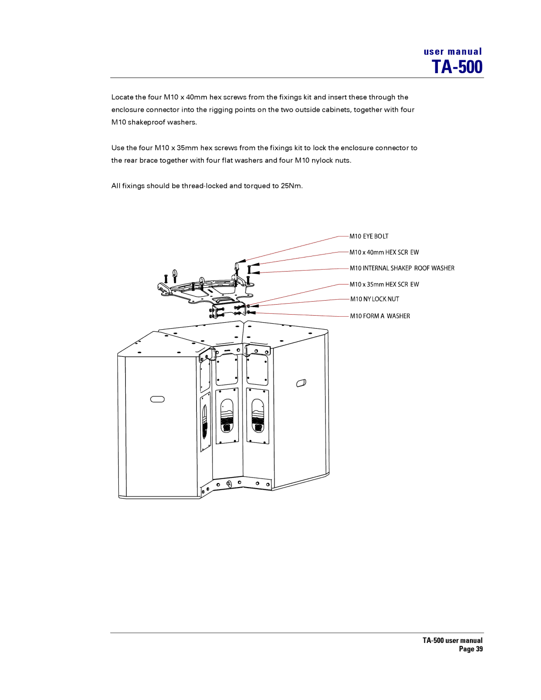 Turbosound TA-500TDP, TA-500HDP, TA-500DP, TA-500HM user manual 