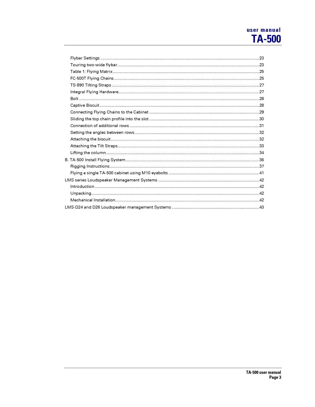 Turbosound TA-500TDP, TA-500HDP, TA-500DP, TA-500HM user manual 