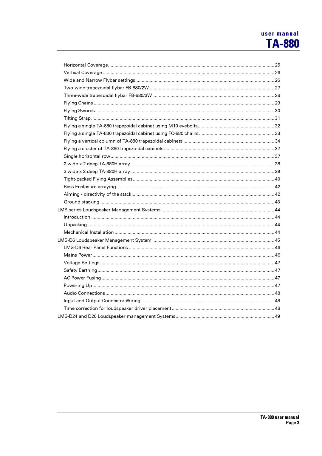 Turbosound TA-880 user manual 