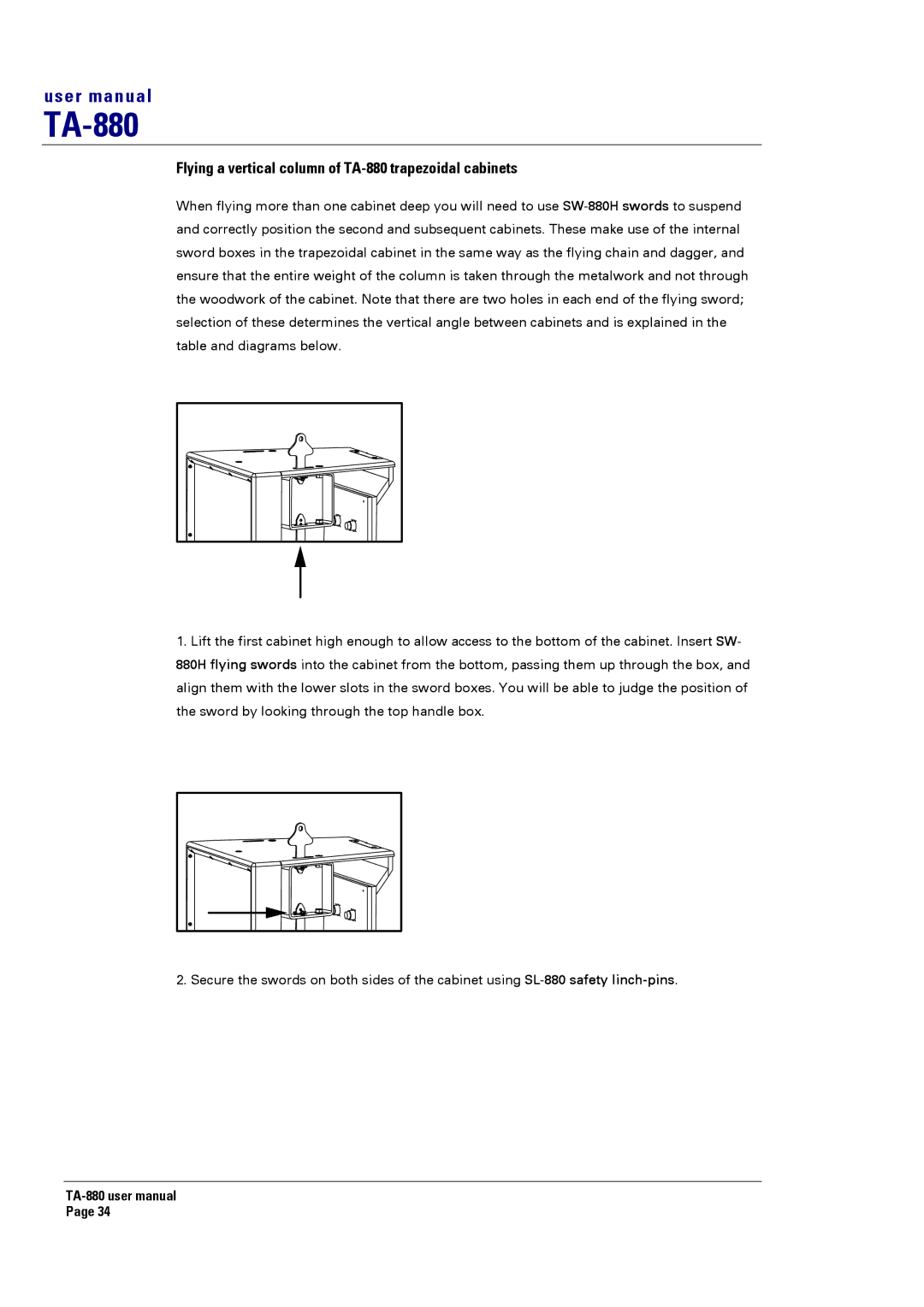 Turbosound user manual Flying a vertical column of TA-880 trapezoidal cabinets 