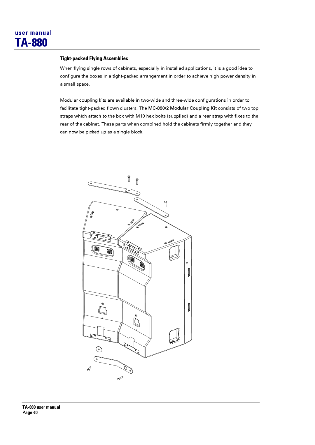 Turbosound TA-880 user manual Tight-packed Flying Assemblies 