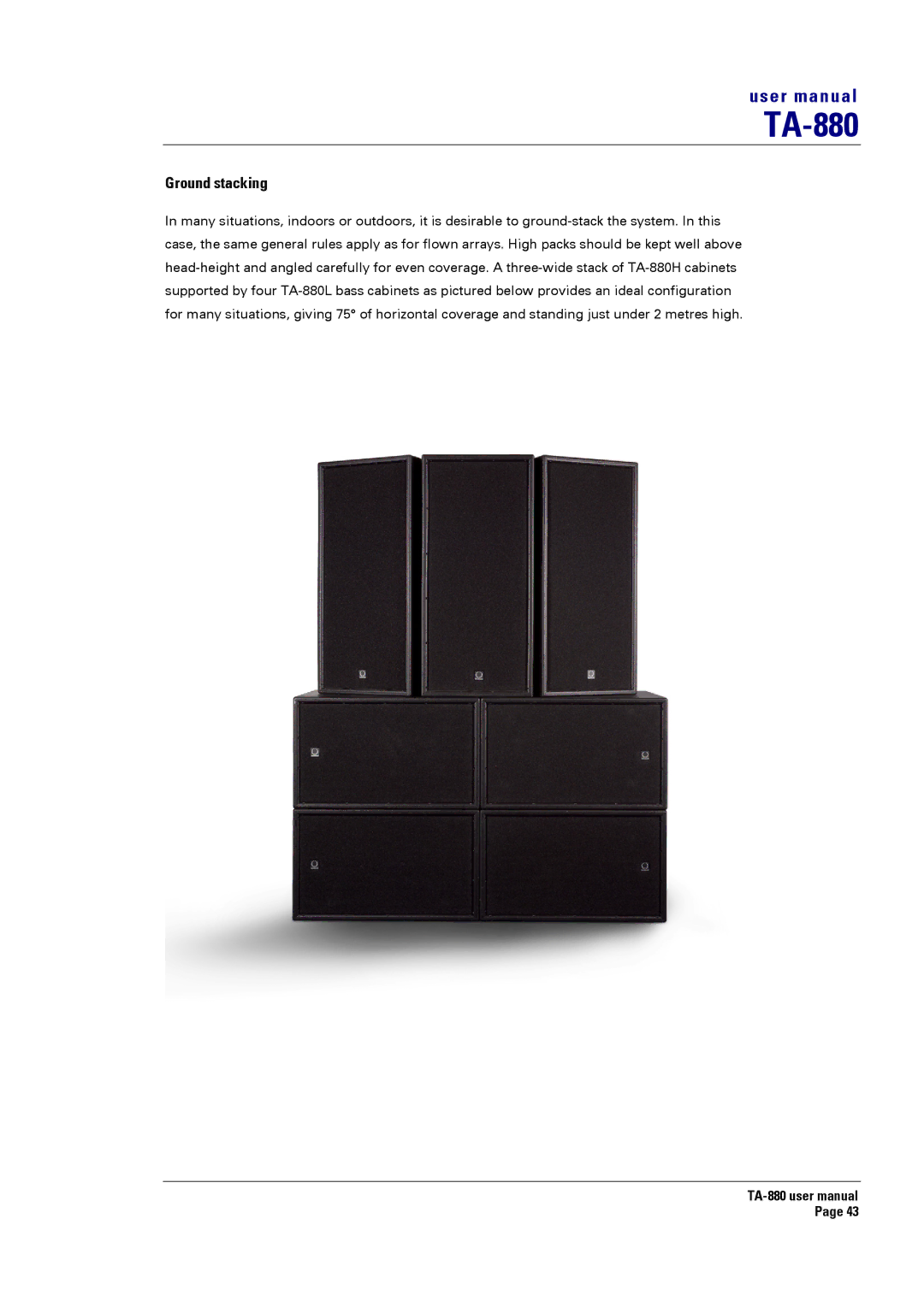 Turbosound TA-880 user manual Ground stacking 