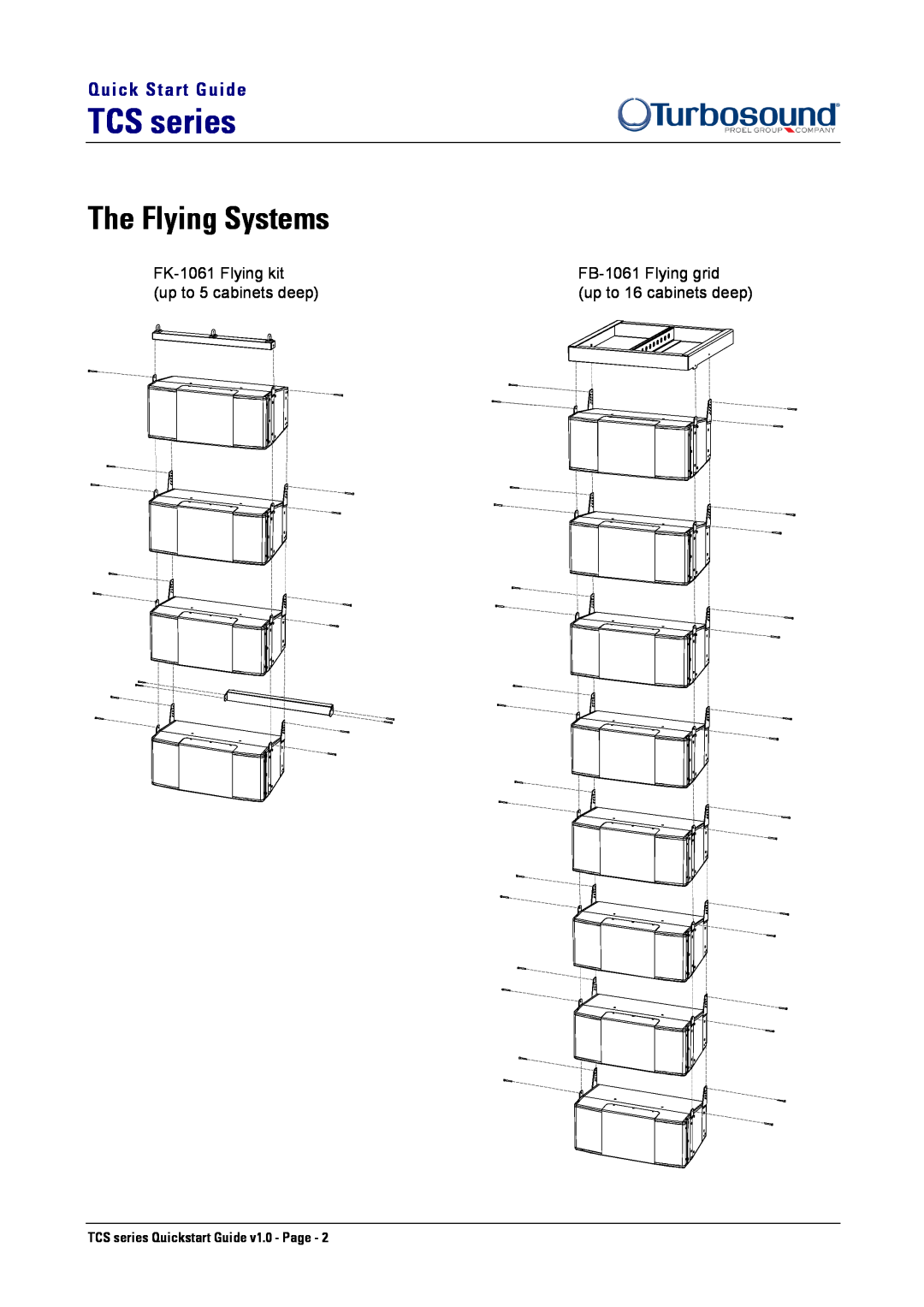 Turbosound TCS-1061 The Flying Systems, Quick Start Guide, TCS series Quickstart Guide v1.0 - Page, FK-1061Flying kit 