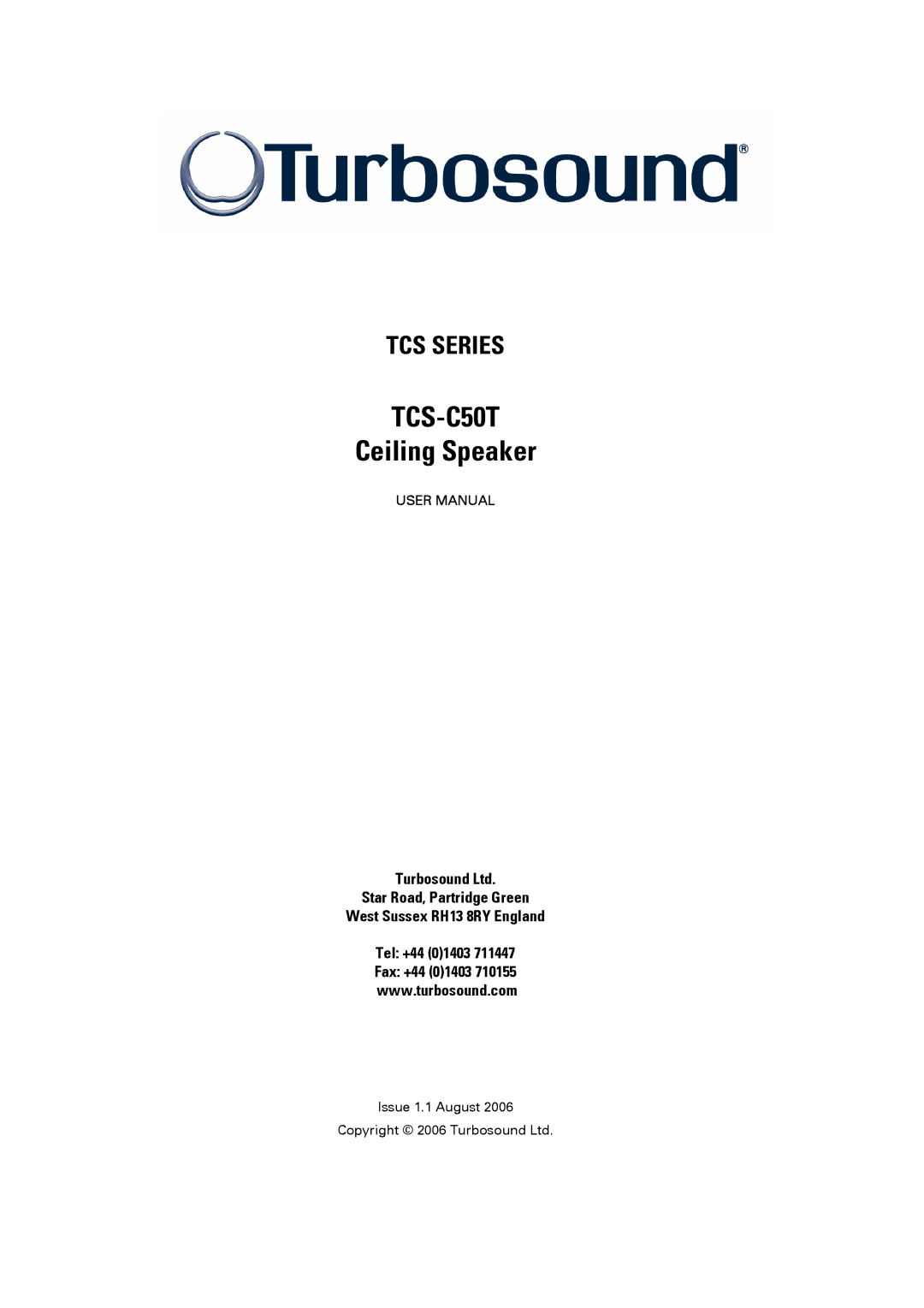 Turbosound TCS-C50T user manual 