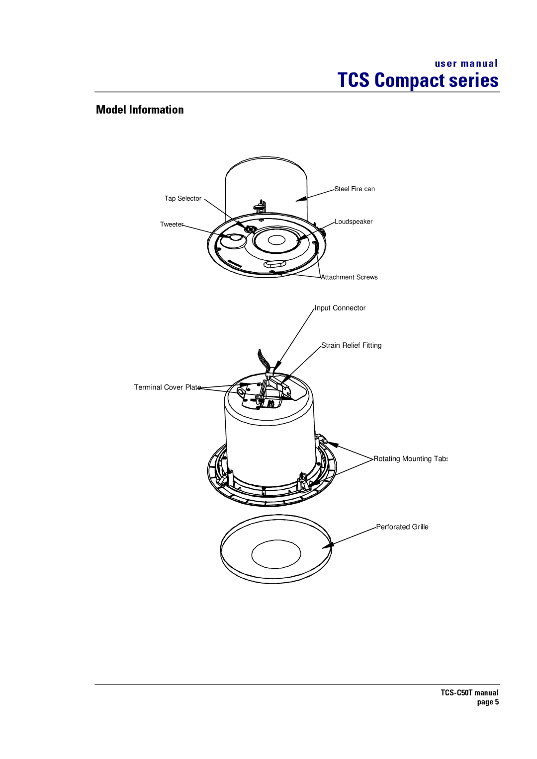 Turbosound TCS-C50T user manual Model Information 