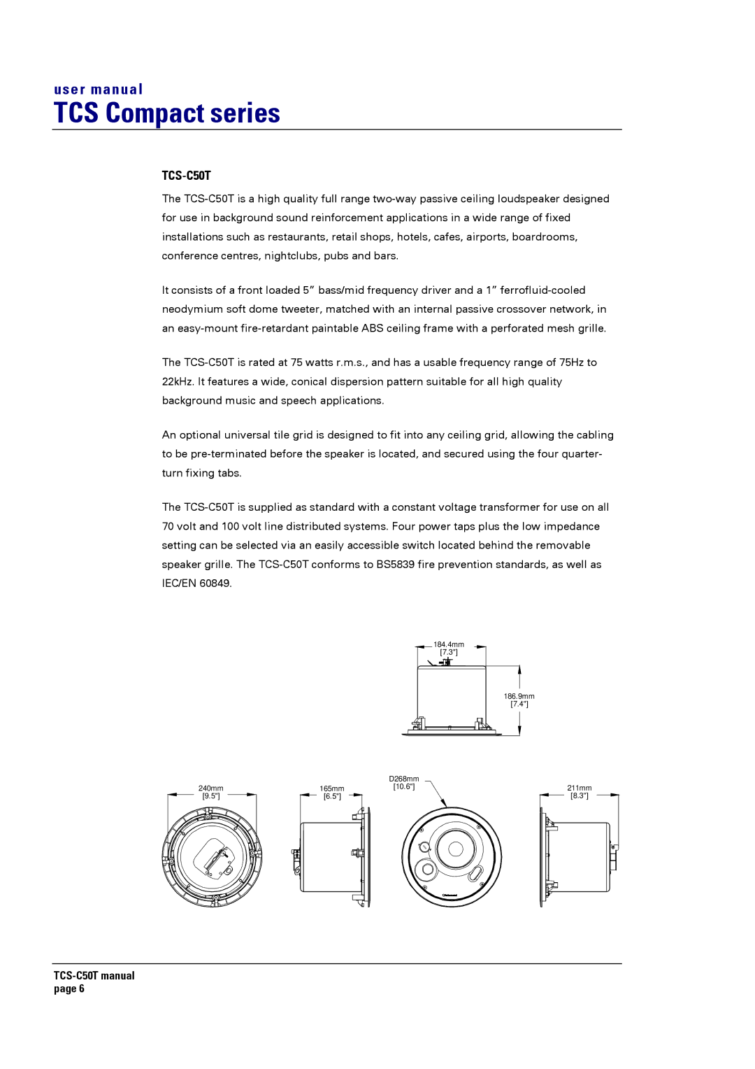 Turbosound TCS-C50T user manual 