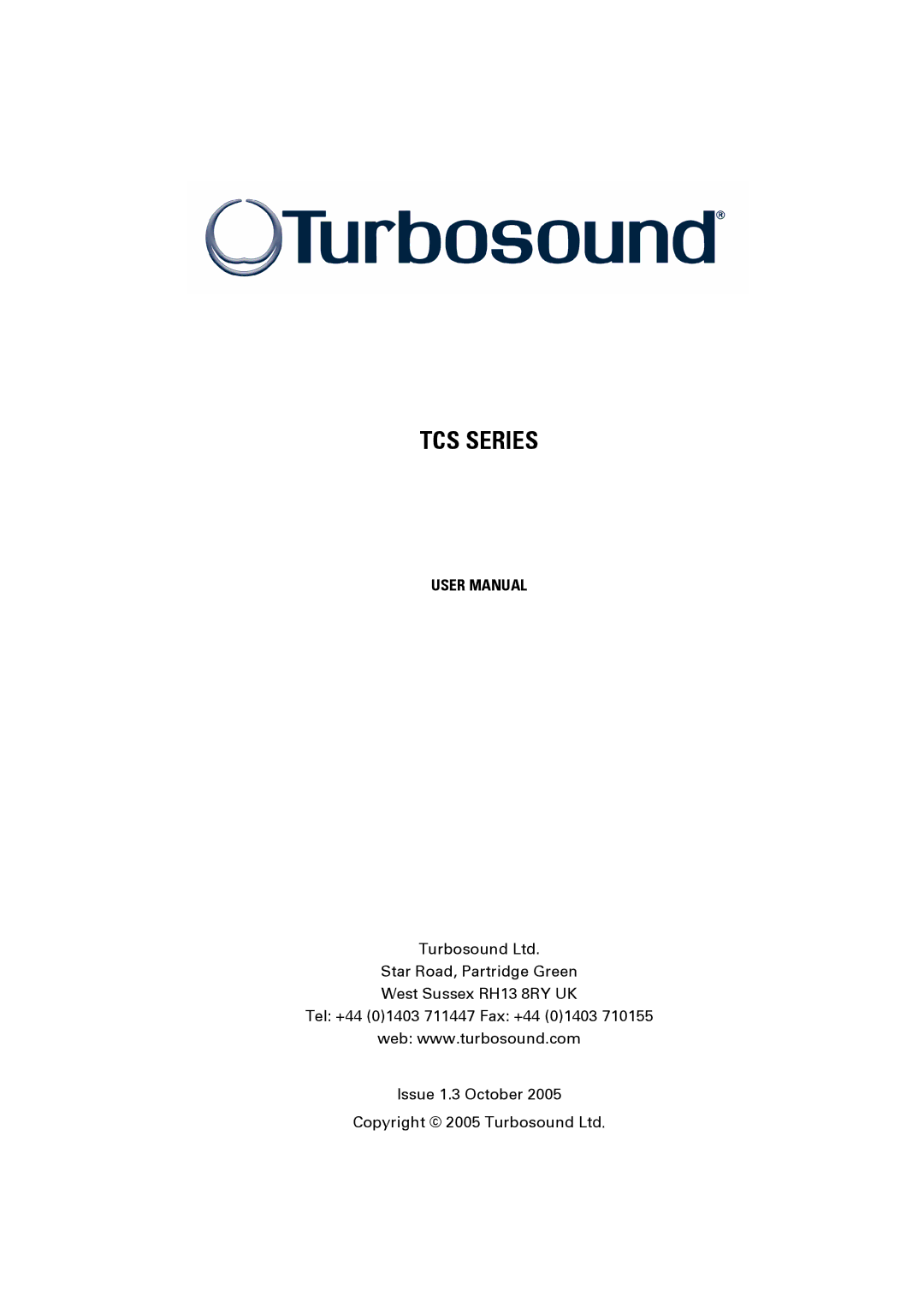 Turbosound TCS SERIES USER user manual TCS Series 