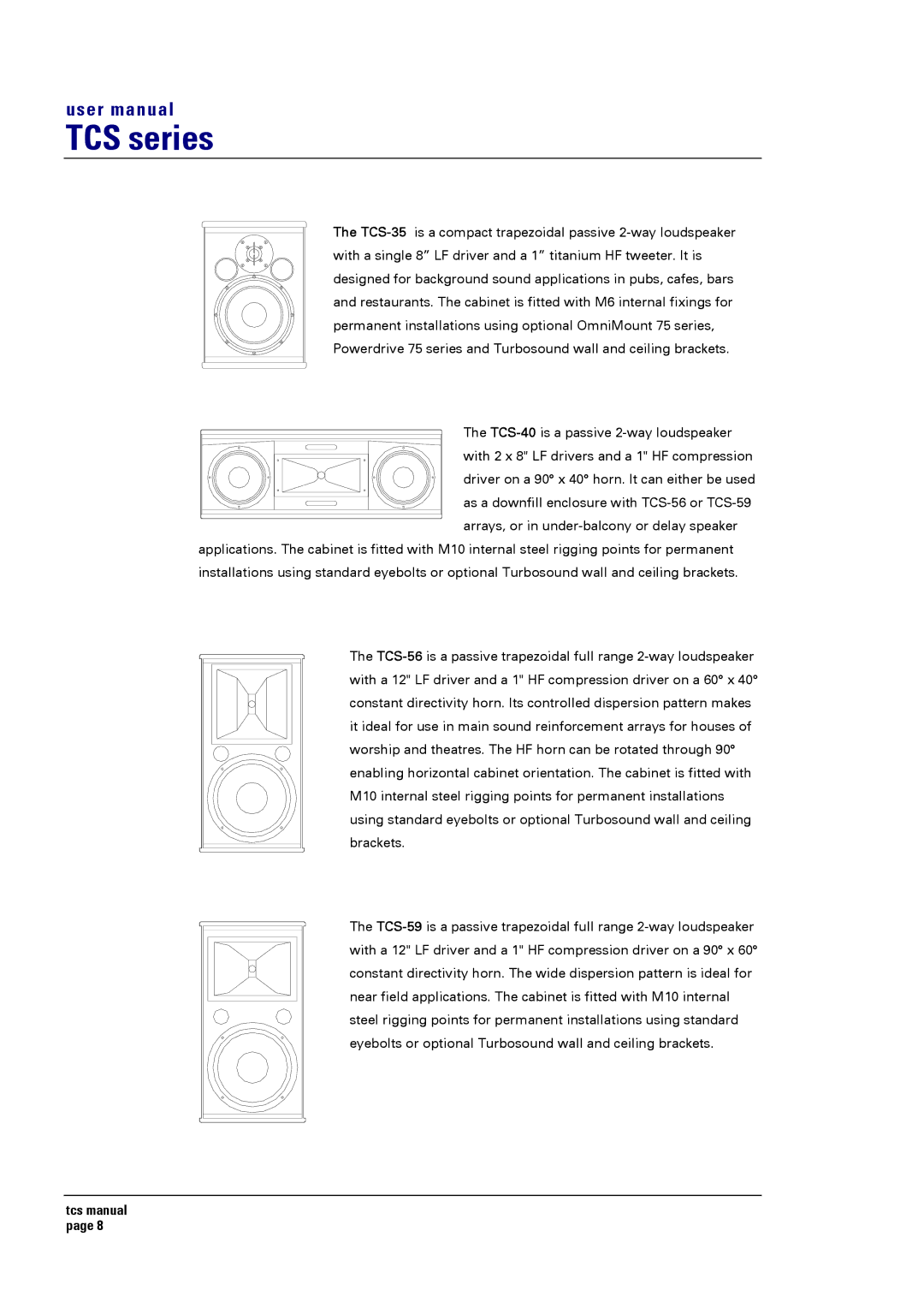 Turbosound TCS SERIES USER user manual TCS series 