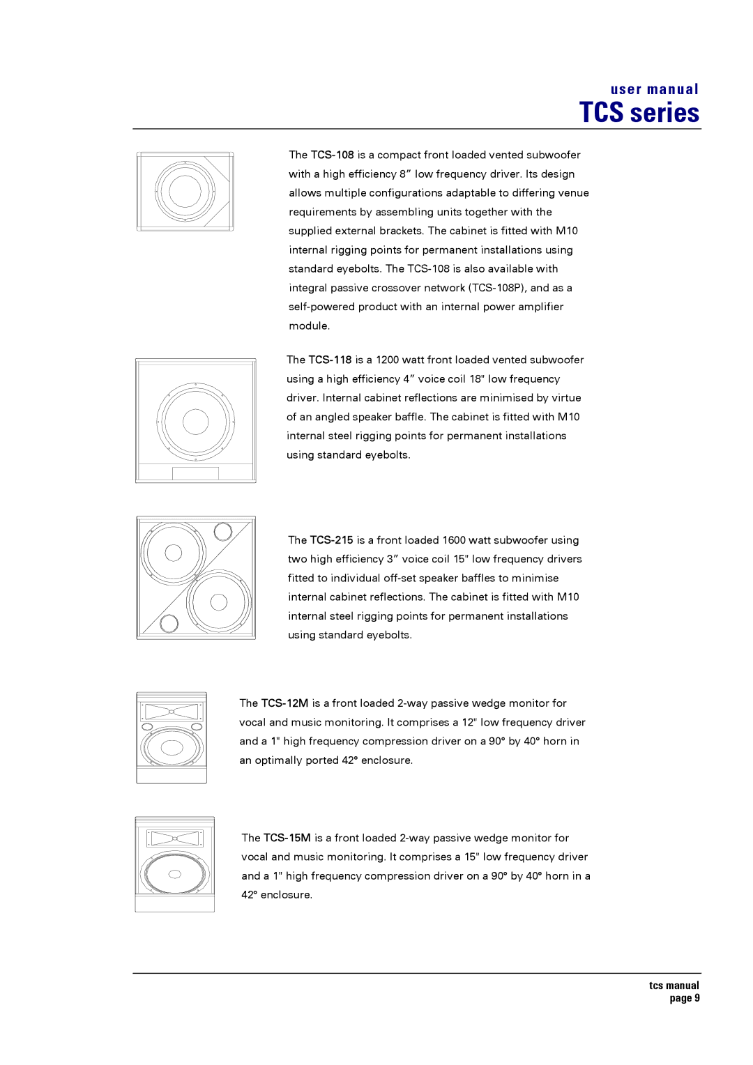 Turbosound TCS SERIES USER user manual TCS series 