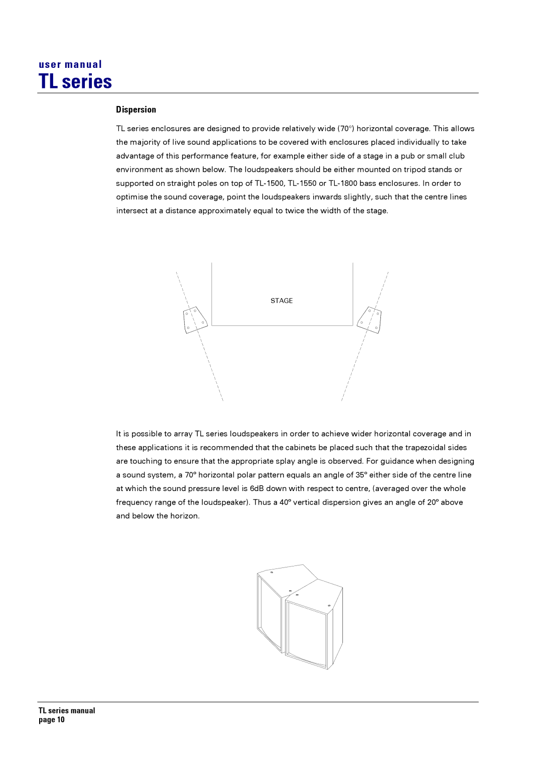 Turbosound TL-1500, TL-1201, TL-1800, TL-1561, TL-1550, TL-1501 user manual Dispersion 