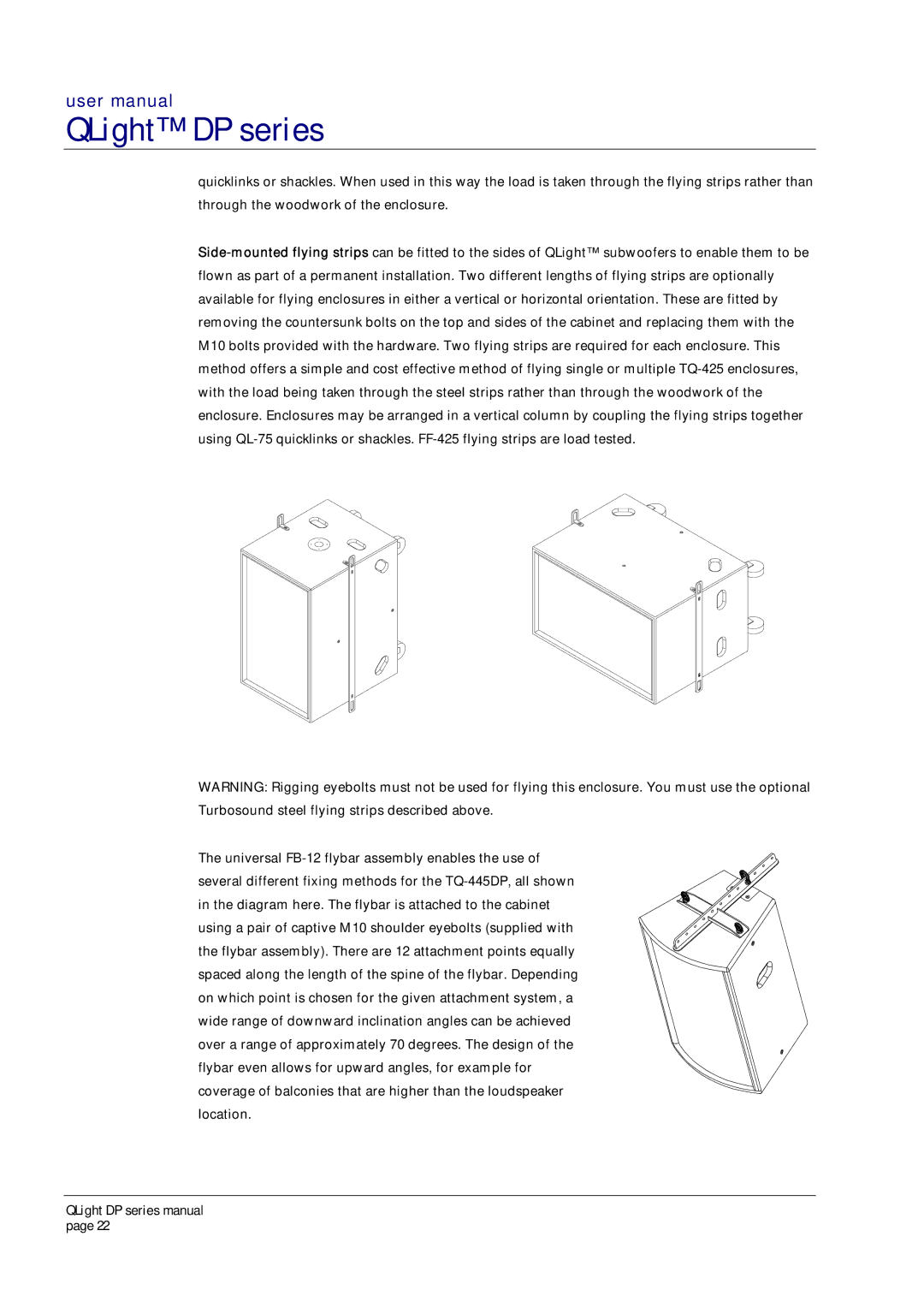 Turbosound TQ-315DP, TQ-115DP, TQ-310DP, TQ-425DP, TQ-445DP, TQ-308DP user manual QLight DP series 