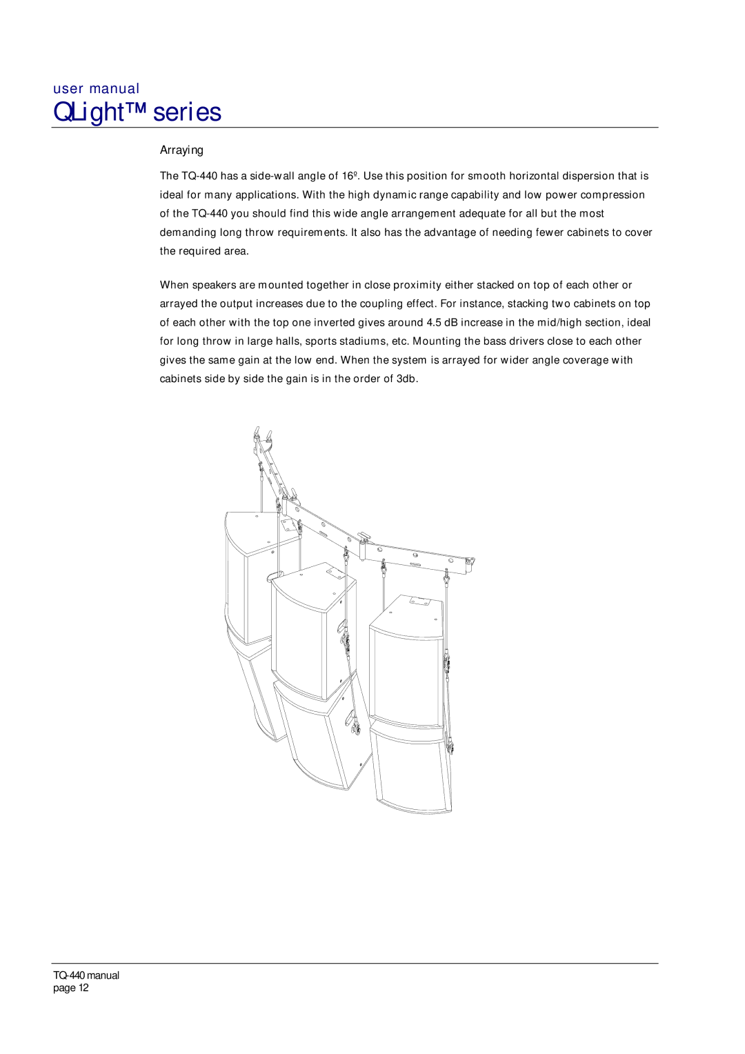 Turbosound TQ-440 user manual Arraying 