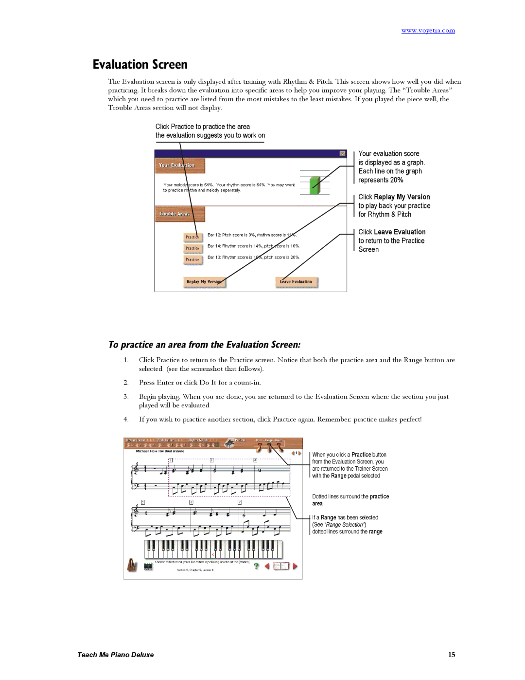 Turtle Beach Deluxe manual To practice an area from the Evaluation Screen 