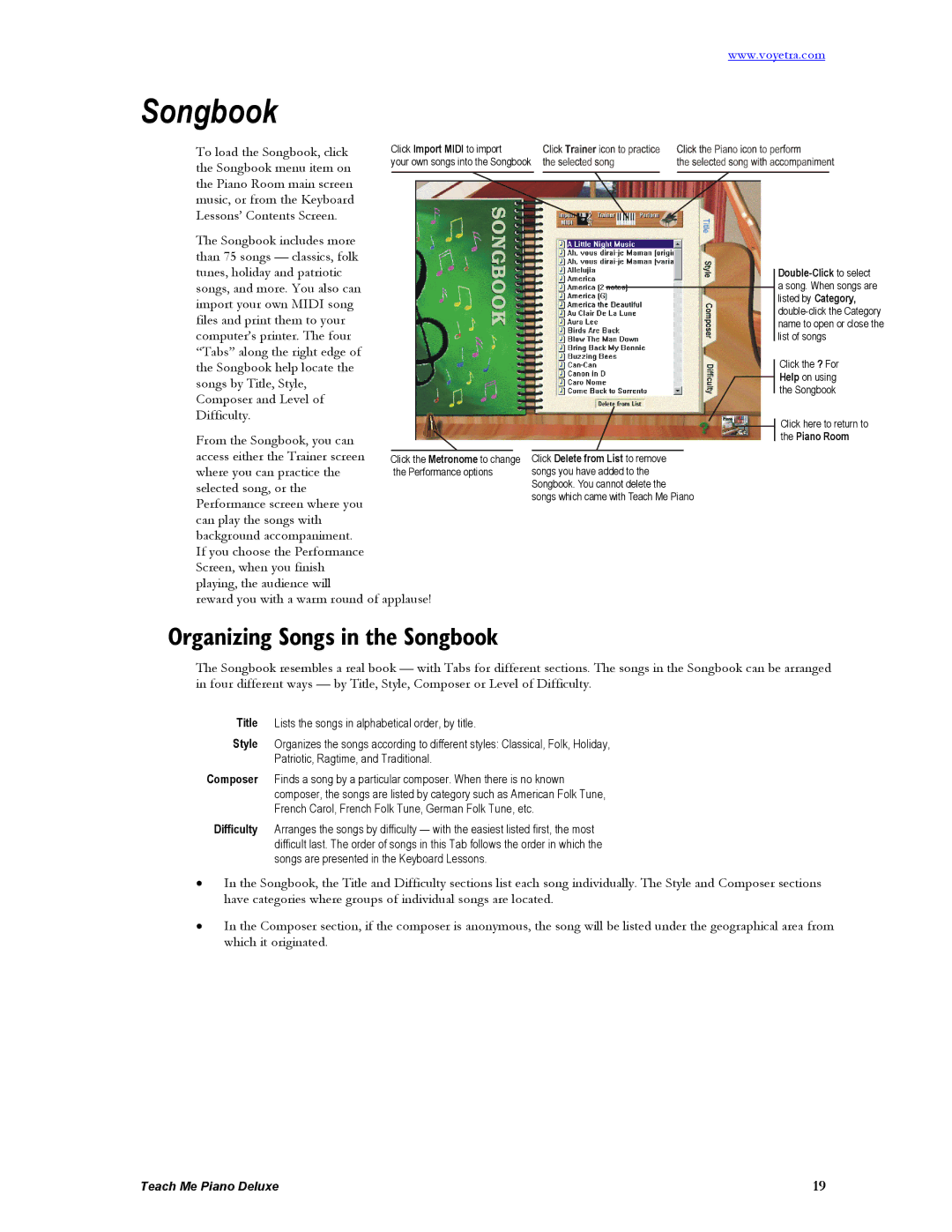 Turtle Beach Deluxe manual Organizing Songs in the Songbook 