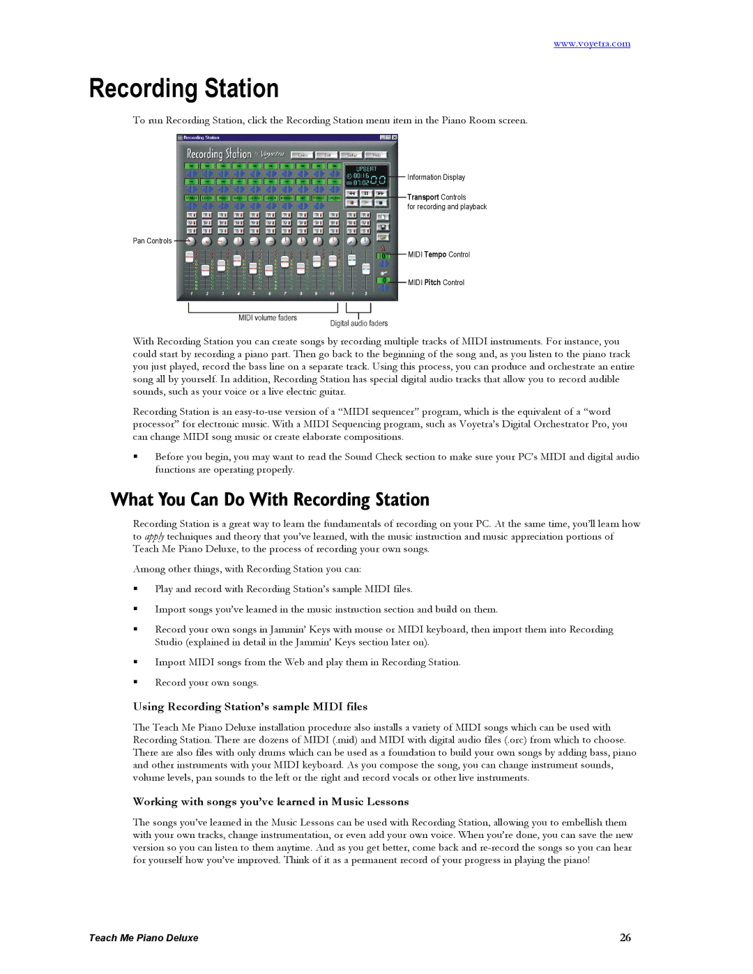 Turtle Beach Deluxe manual What You Can Do With Recording Station, Using Recording Station’s sample Midi files 