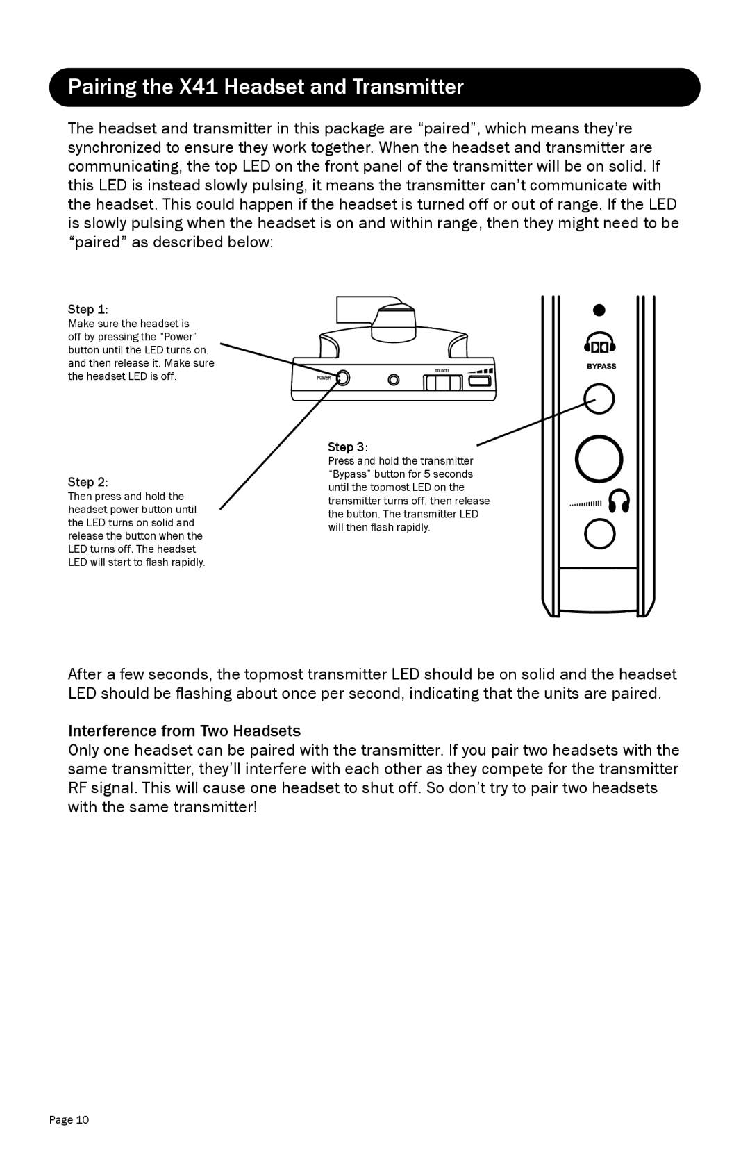 Turtle Beach TBS2170 warranty Pairing the X41 Headset and Transmitter, Step 