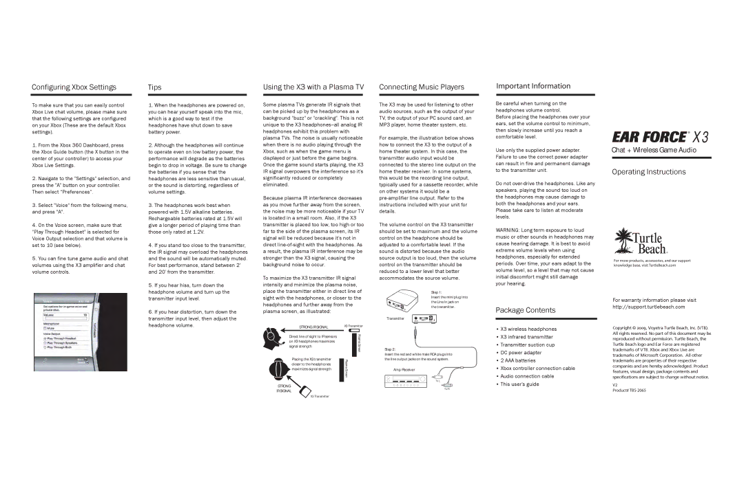 Turtle Beach X3 warranty Important Information 