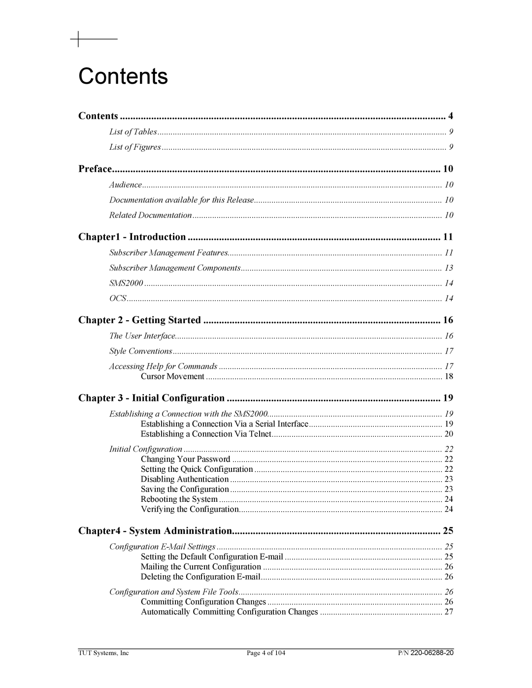 Tut Systems SMS2000 manual Contents 