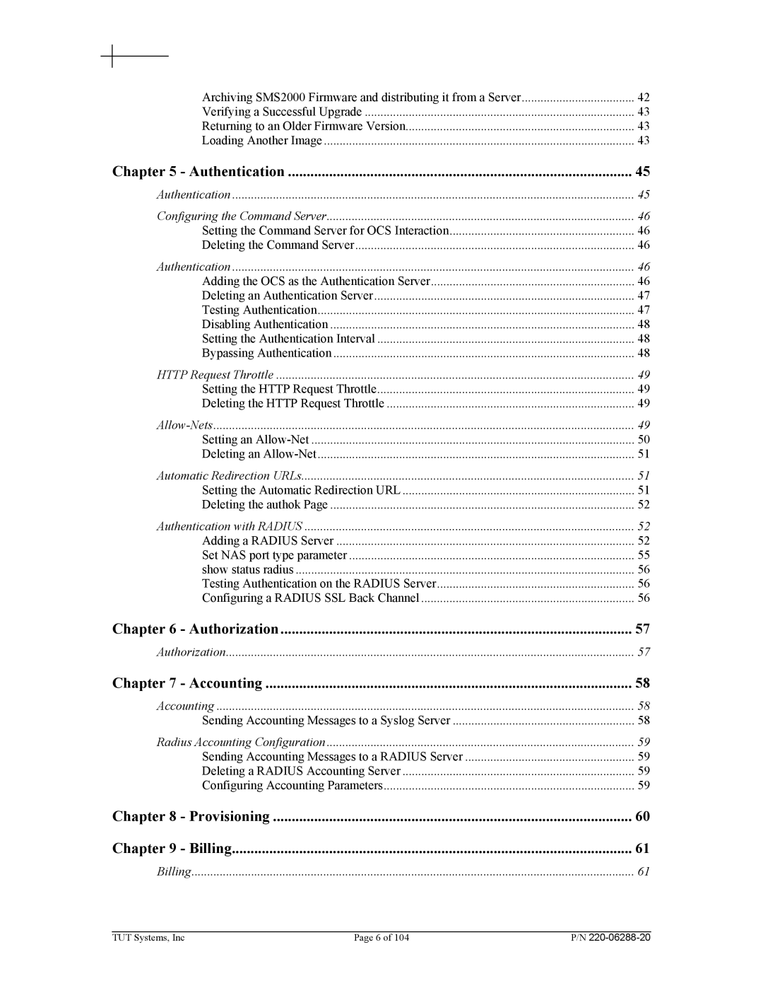 Tut Systems SMS2000 manual Authentication Configuring the Command Server, Http Request Throttle, Allow-Nets, Authorization 