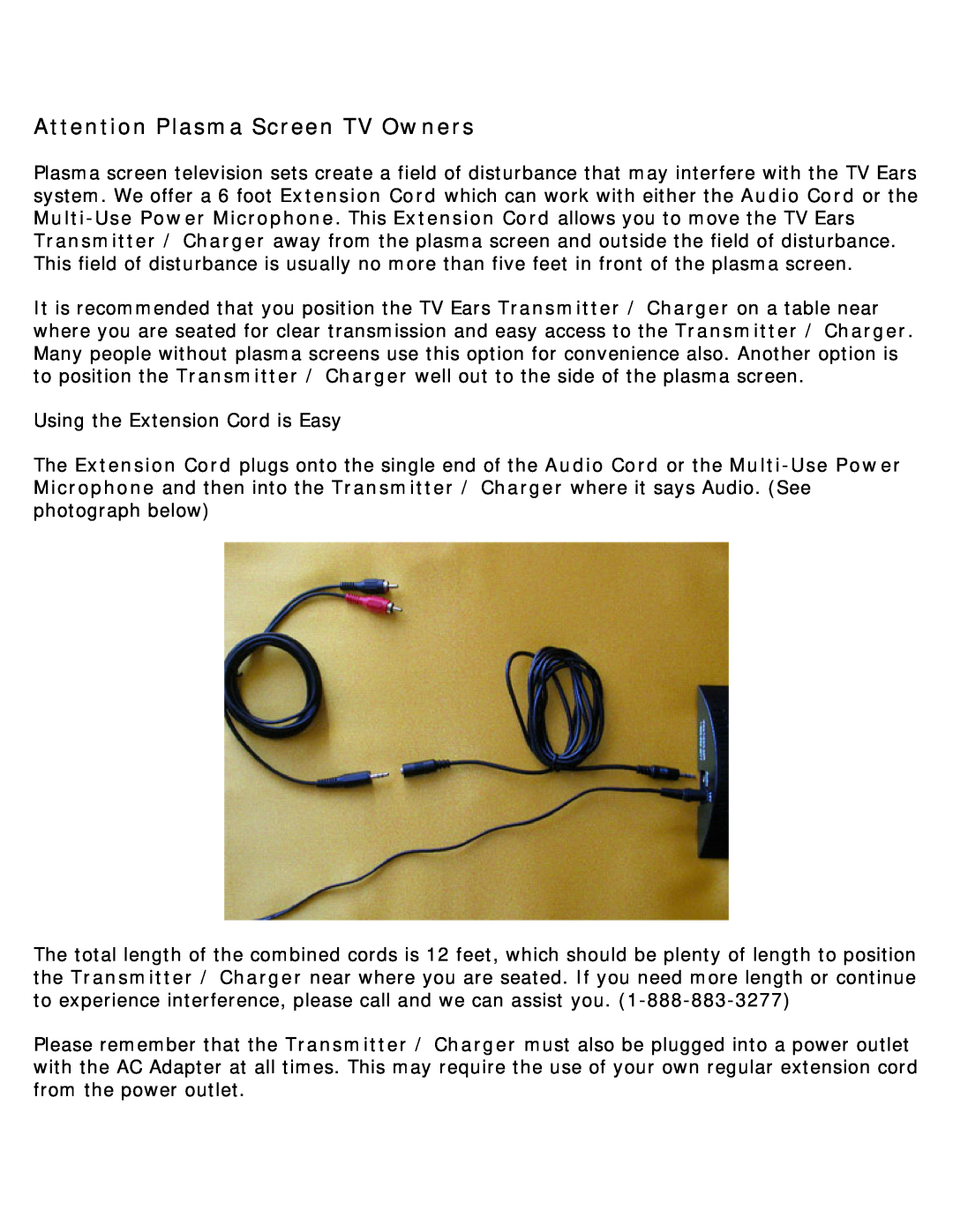 TV Ears Headphone installation instructions Attention Plasma Screen TV Owners 