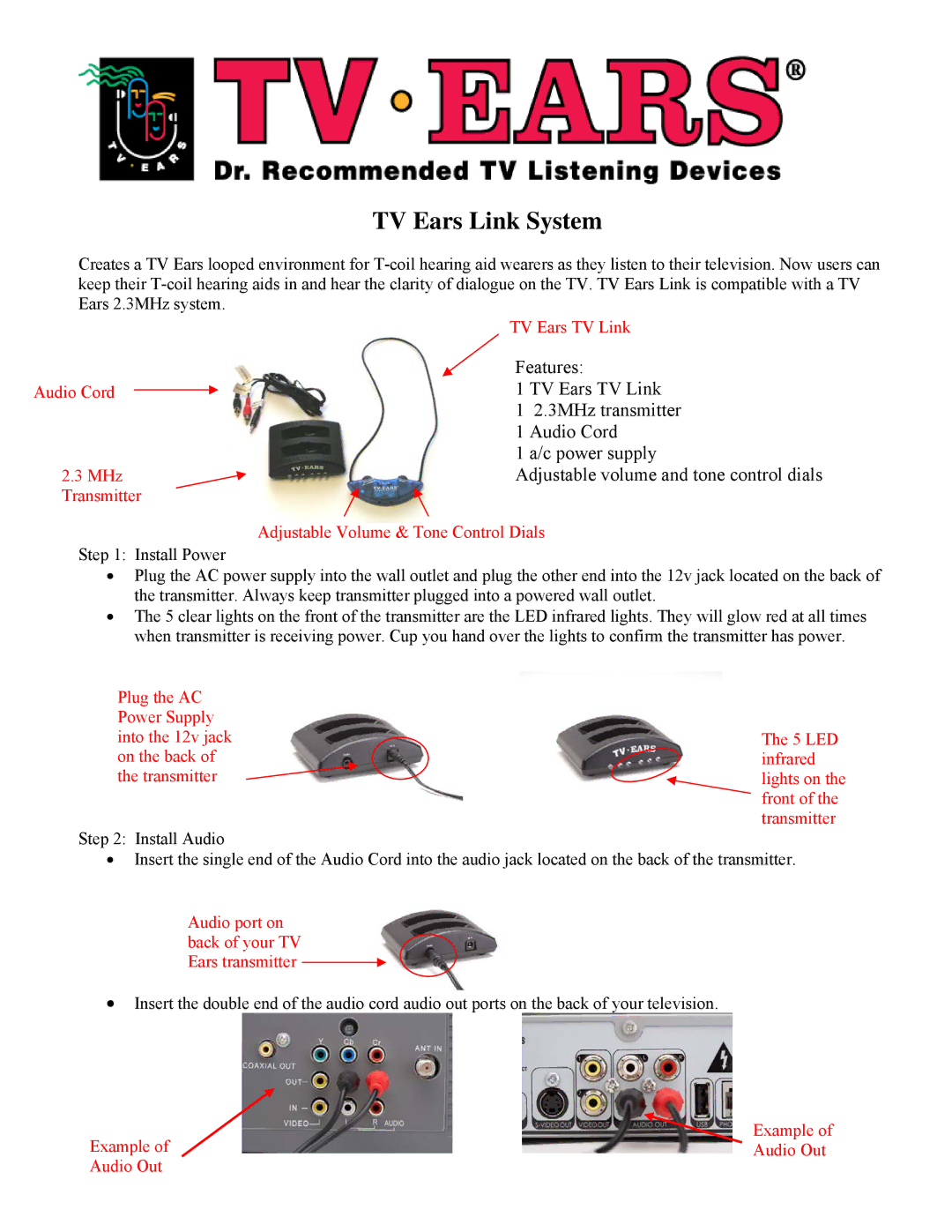 TV Ears Hearing Aid manual TV Ears Link System 