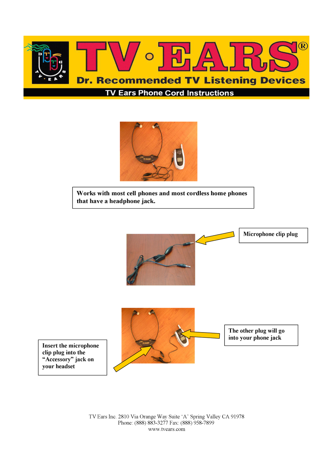 TV Ears Phone Cord manual 