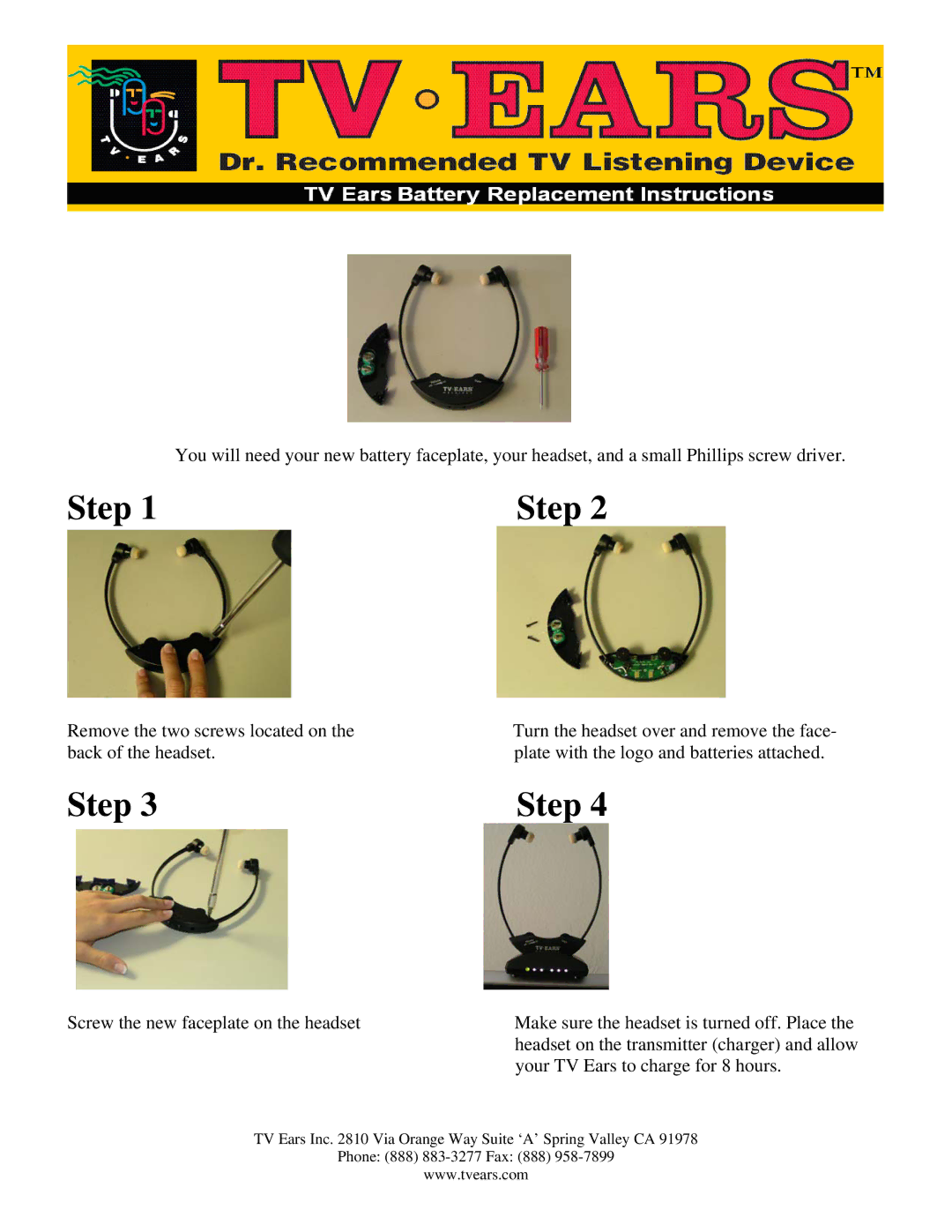 TV Ears TV Listening Device manual Step 