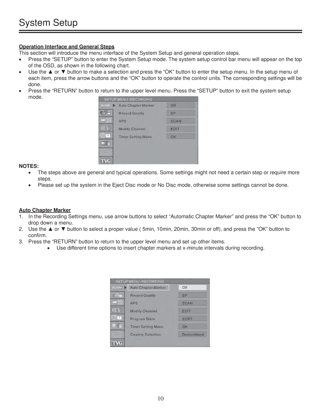 TVGuardian DRM-2001G manual System Setup, Operation Interface and General Steps, Auto Chapter Marker 