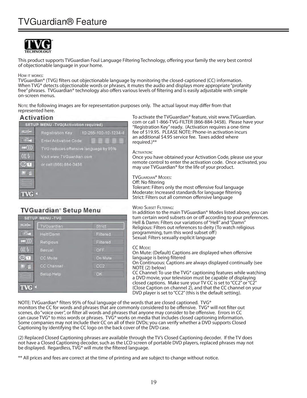 TVGuardian DRM-2001G manual TVGuardian Feature 