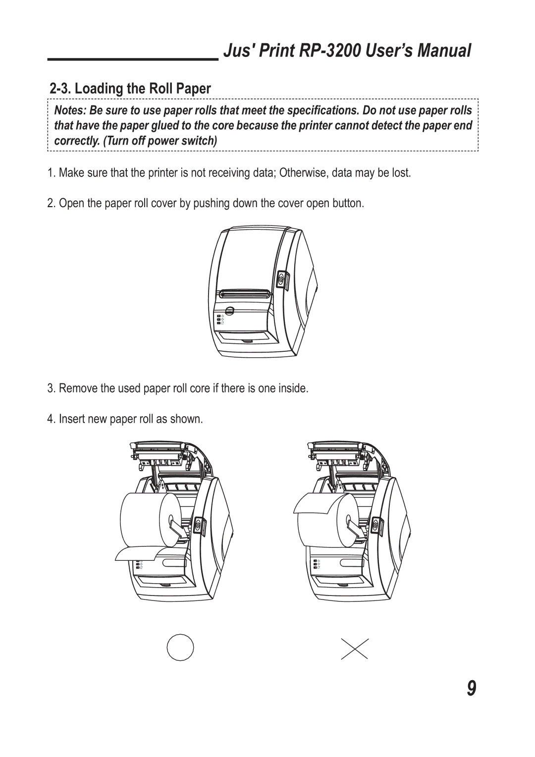 TVS electronic RP-3200 specifications Loading the Roll Paper 