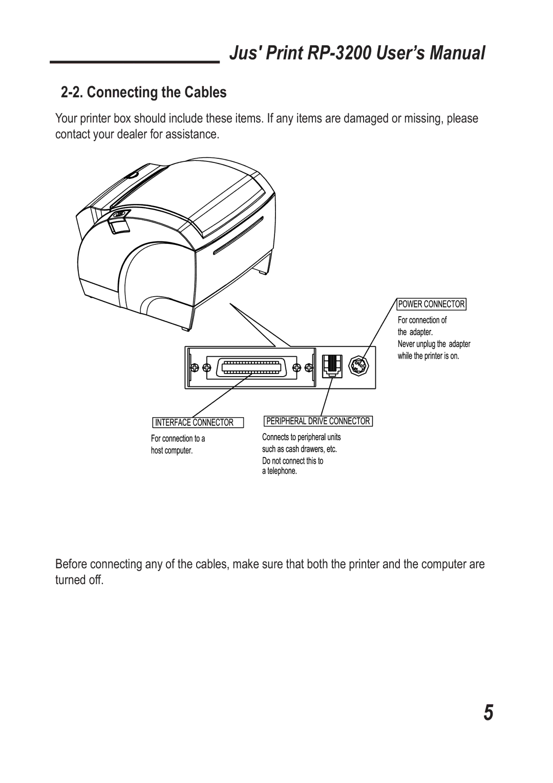 TVS electronic RP-3200 specifications Connecting the Cables 