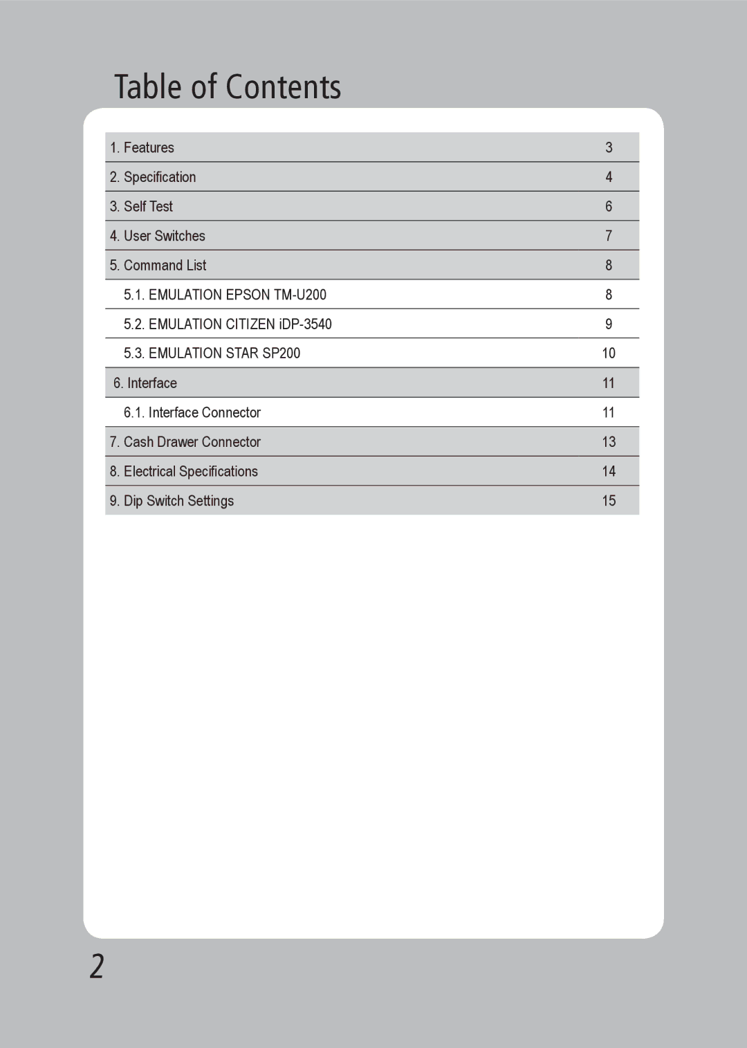 TVS electronic RP-35 specifications Table of Contents 