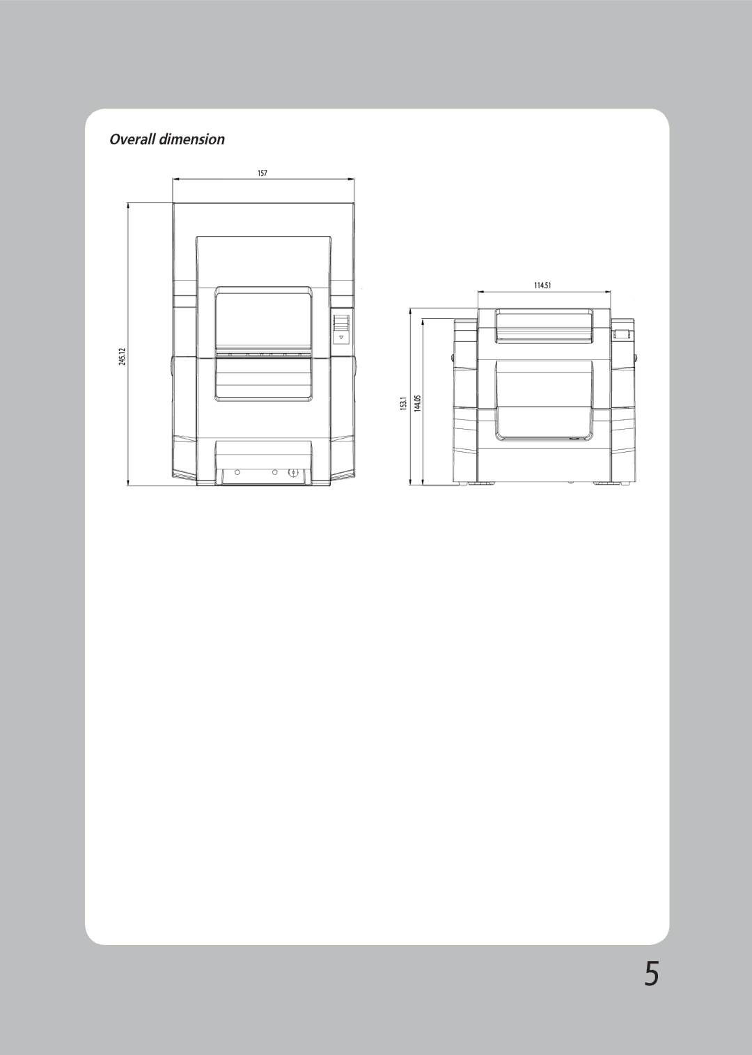 TVS electronic RP-35 specifications Overall dimension 