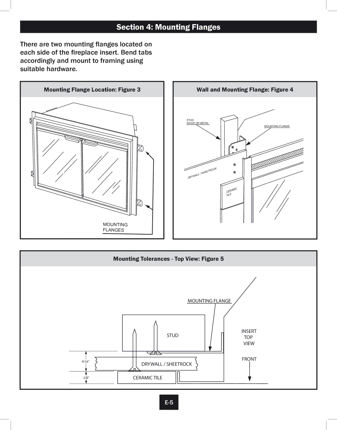 Twin-Star International 39EB364GRS, 33EB304GRS installation instructions Mounting Flanges 