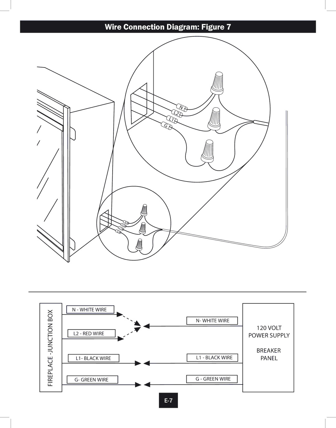 Twin-Star International 39EB364GRS, 33EB304GRS Wire Connection Diagram Figure, Fireplace -JUNCTION BOX 