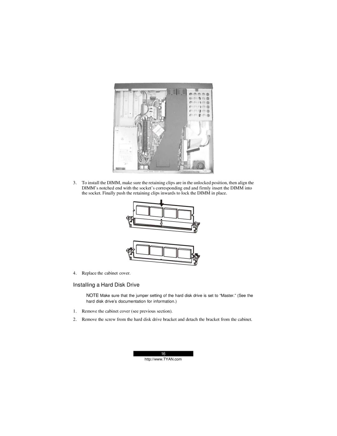 Tyan Computer B2094T15 warranty Installing a Hard Disk Drive 