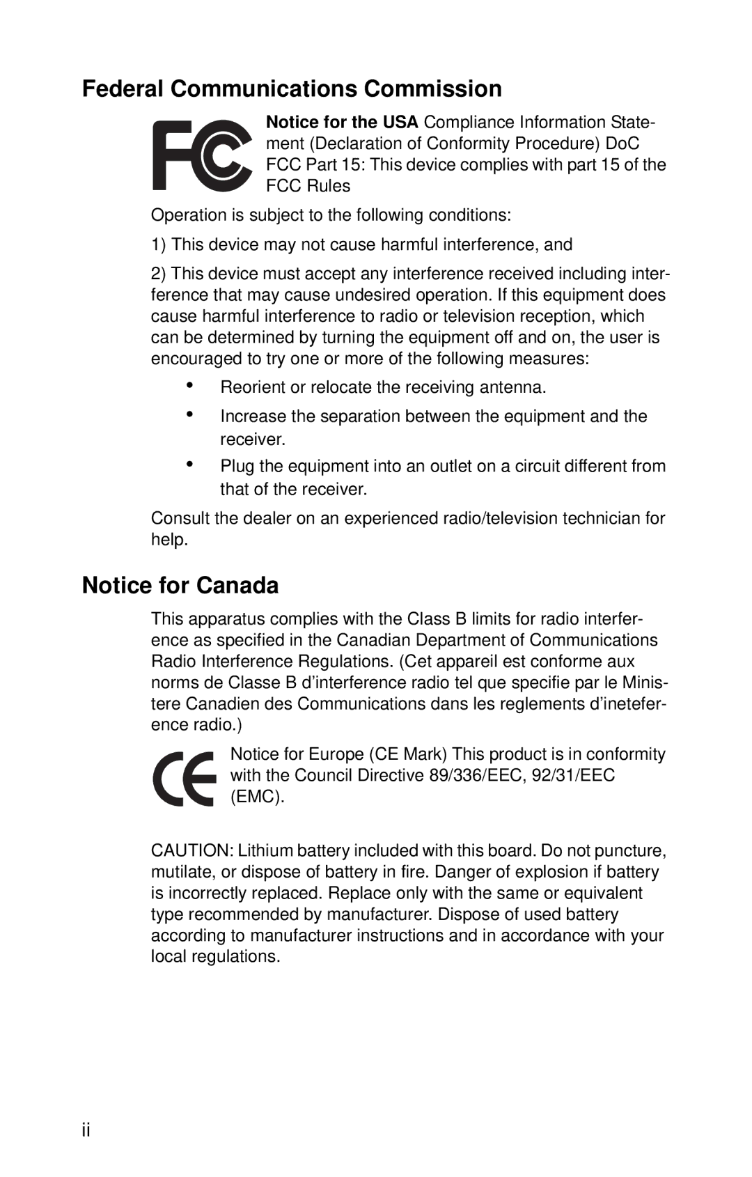 Tyan Computer B2735 user manual Federal Communications Commission 