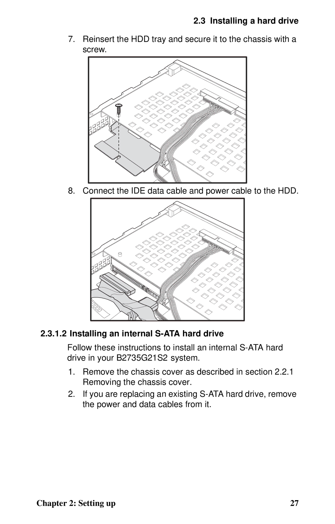 Tyan Computer B2735 user manual Installing an internal S-ATA hard drive 