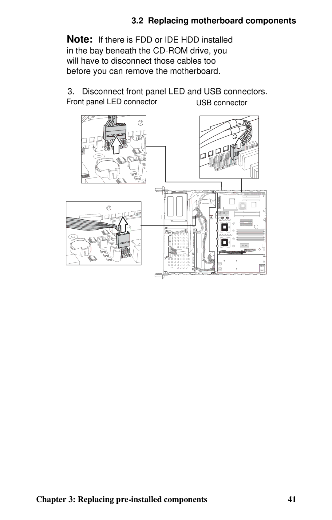 Tyan Computer B2735 user manual Disconnect front panel LED and USB connectors 