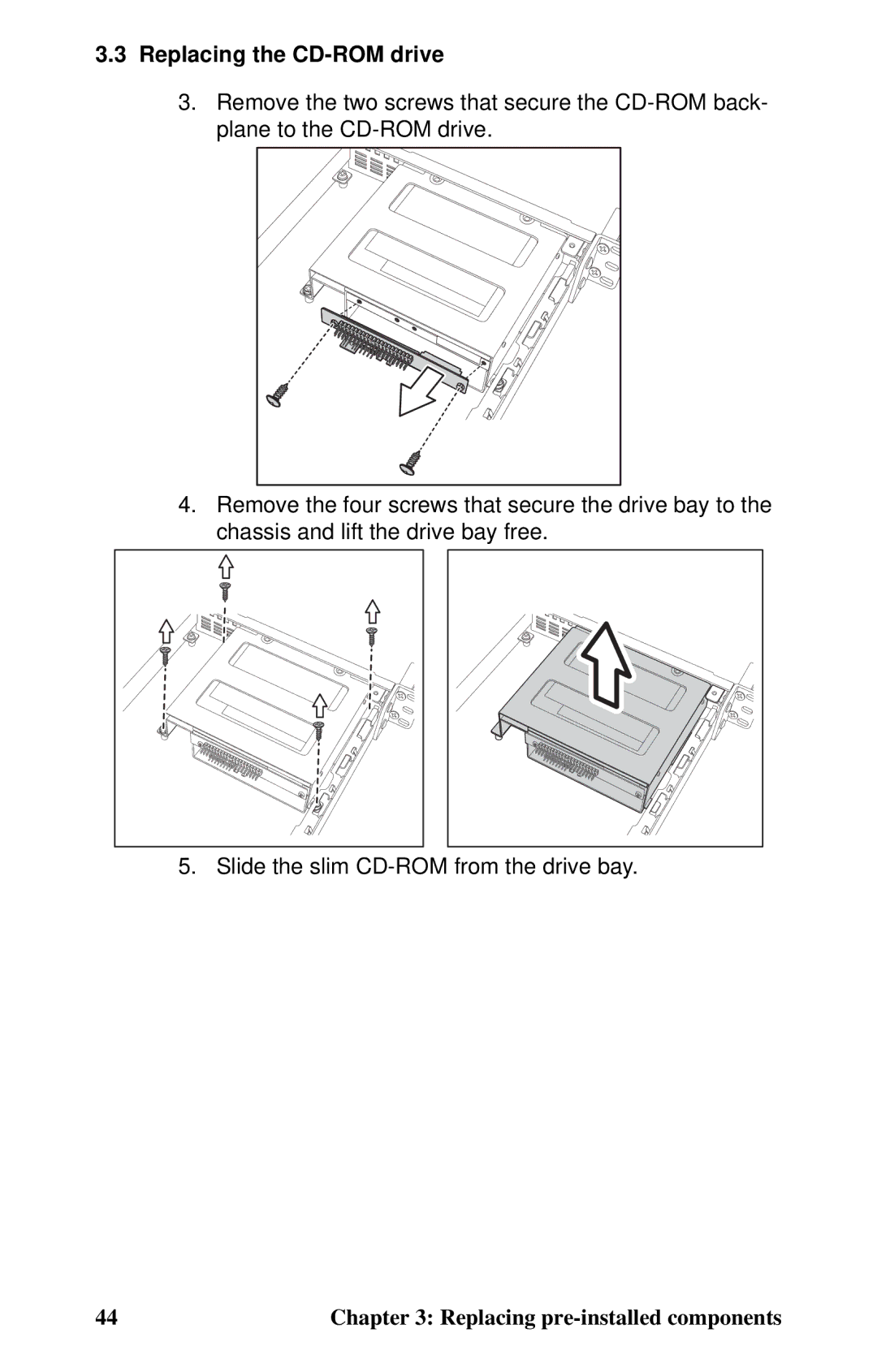 Tyan Computer B2735 user manual Replacing the CD-ROM drive 