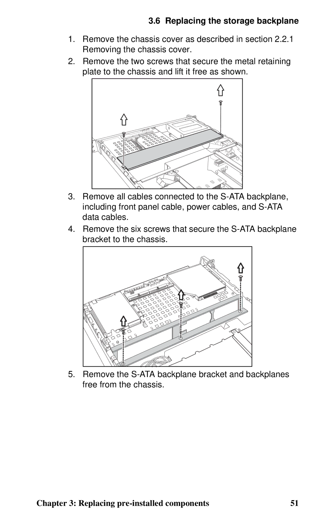 Tyan Computer B2735 user manual Replacing the storage backplane 